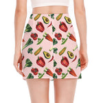 Watercolor Vegan Pattern Print Side Slit Mini Skirt