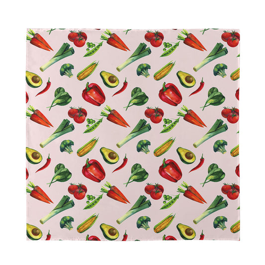 Watercolor Vegan Pattern Print Silk Bandana