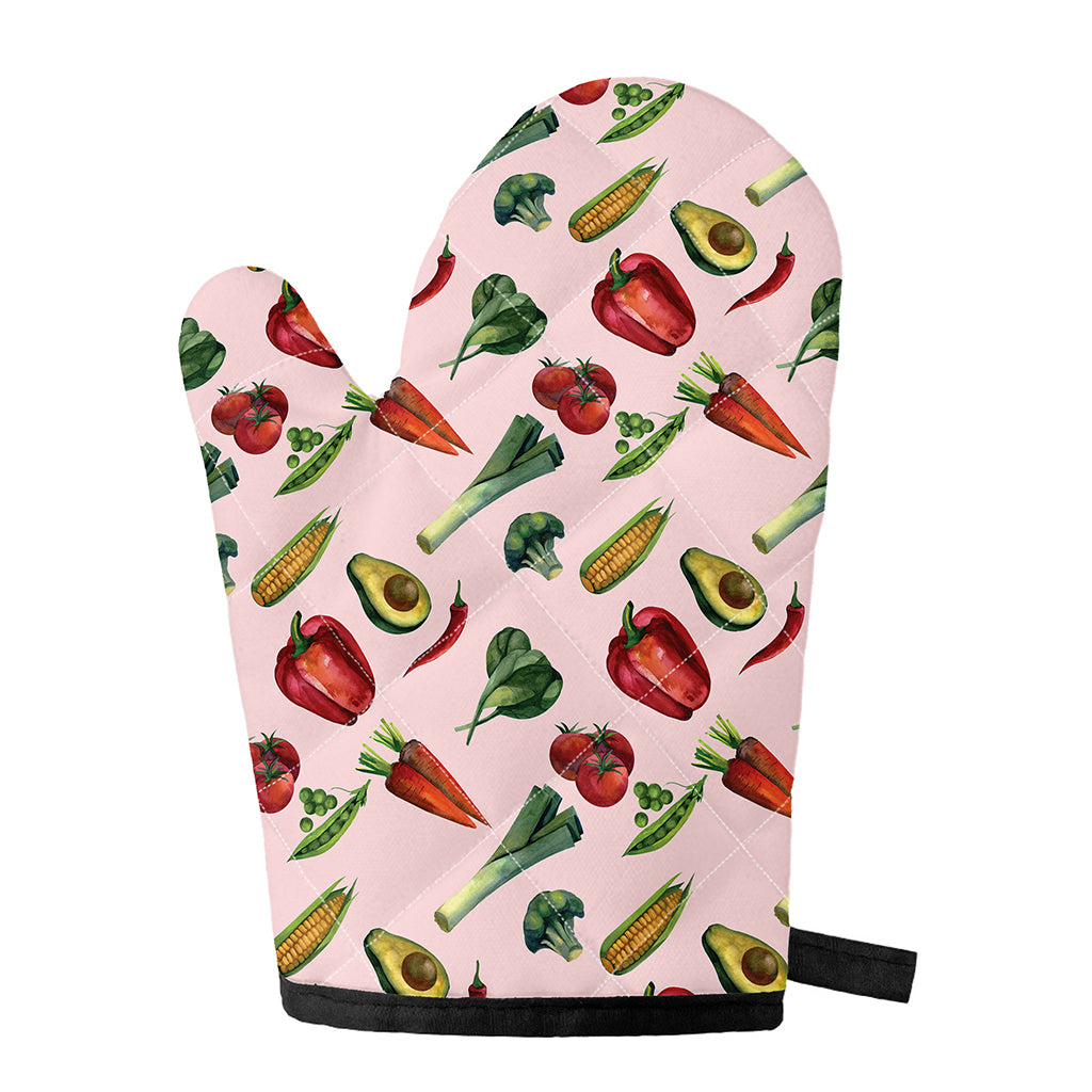 Watercolor Vegan Pattern Print Single Oven Mitt