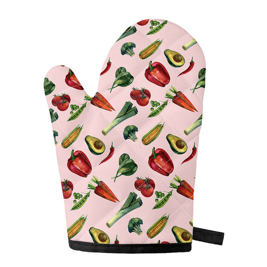 Watercolor Vegan Pattern Print Single Oven Mitt