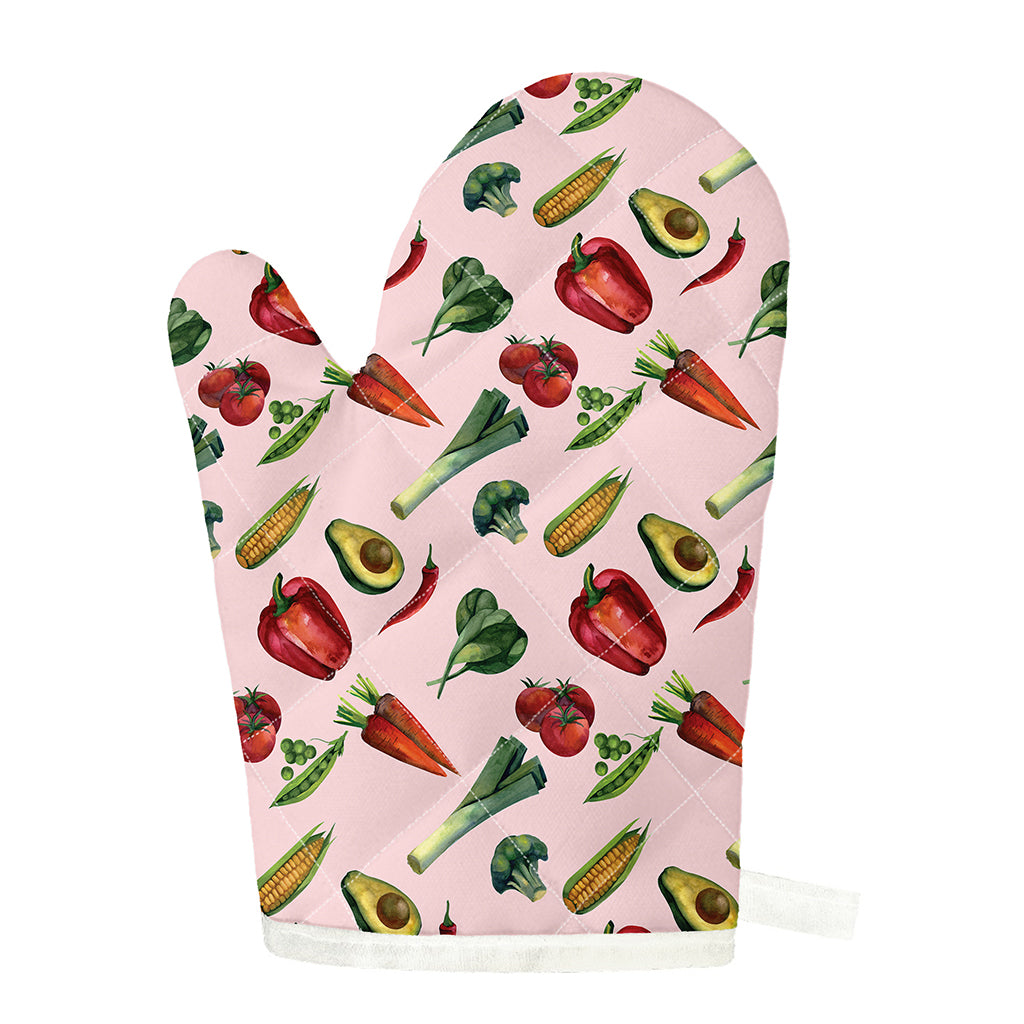 Watercolor Vegan Pattern Print Single Oven Mitt