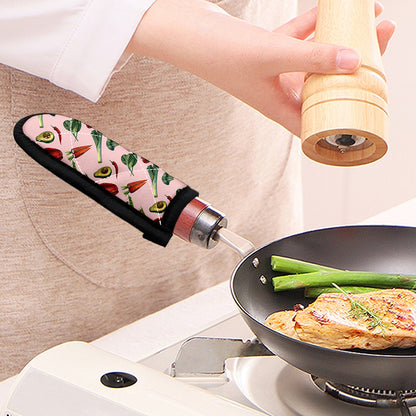 Watercolor Vegan Pattern Print Skillet Handle Cover