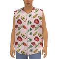 Watercolor Vegan Pattern Print Sleeveless Baseball Jersey