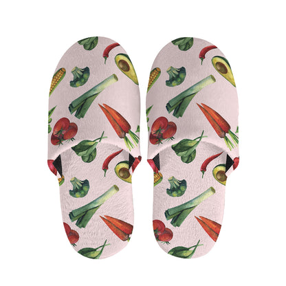 Watercolor Vegan Pattern Print Slippers