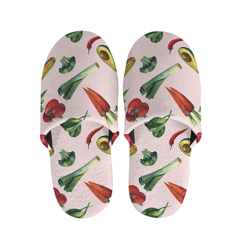Watercolor Vegan Pattern Print Slippers