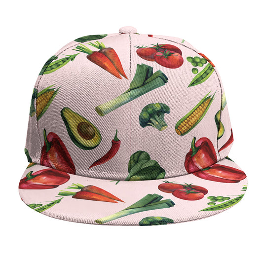 Watercolor Vegan Pattern Print Snapback Cap