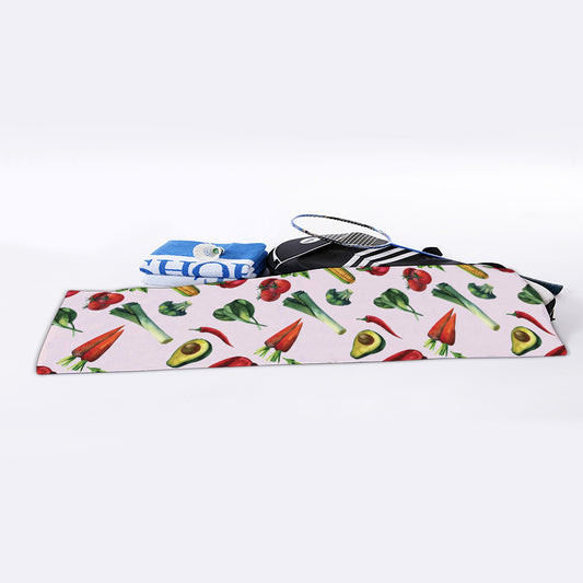 Watercolor Vegan Pattern Print Sports Towel