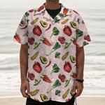 Watercolor Vegan Pattern Print Textured Short Sleeve Shirt