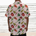 Watercolor Vegan Pattern Print Textured Short Sleeve Shirt