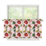 Watercolor Vegan Pattern Print Tier Curtains