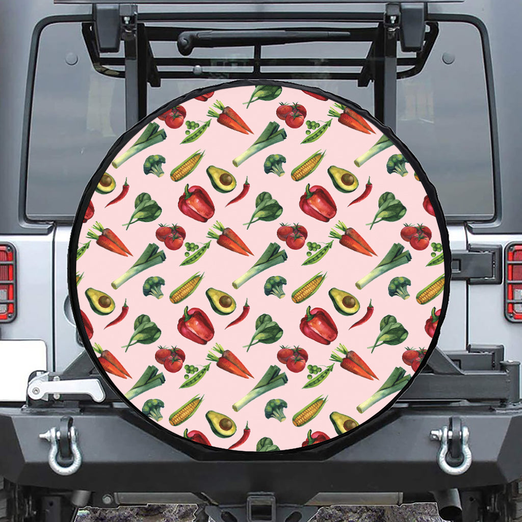 Watercolor Vegan Pattern Print Tire Cover