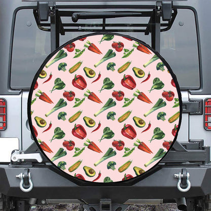 Watercolor Vegan Pattern Print Tire Cover