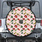 Watercolor Vegan Pattern Print Tire Cover With Camera Hole