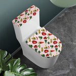 Watercolor Vegan Pattern Print Toilet Lid And Tank Cover Set