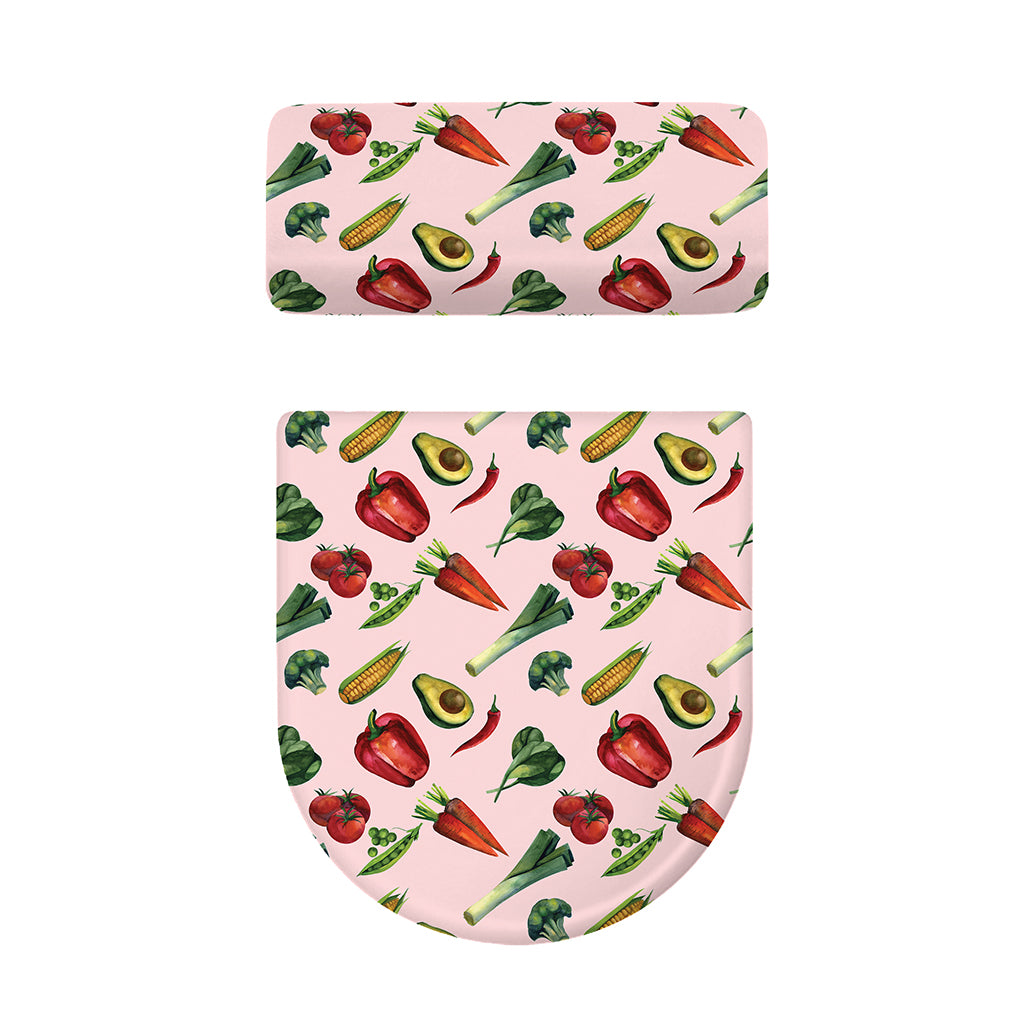 Watercolor Vegan Pattern Print Toilet Lid And Tank Cover Set