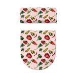 Watercolor Vegan Pattern Print Toilet Lid And Tank Cover Set