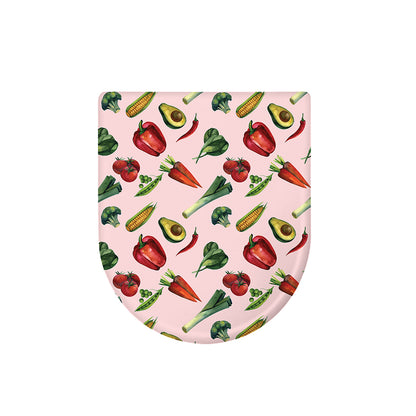 Watercolor Vegan Pattern Print Toilet Lid Cover