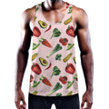 Watercolor Vegan Pattern Print Men's Workout Tank Top