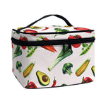 Watercolor Vegan Pattern Print Travel Makeup Bag