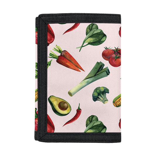 Watercolor Vegan Pattern Print Trifold Wallet