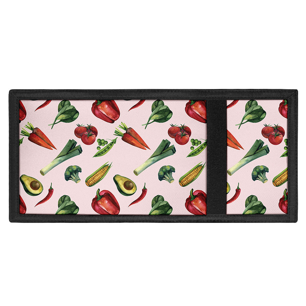 Watercolor Vegan Pattern Print Trifold Wallet