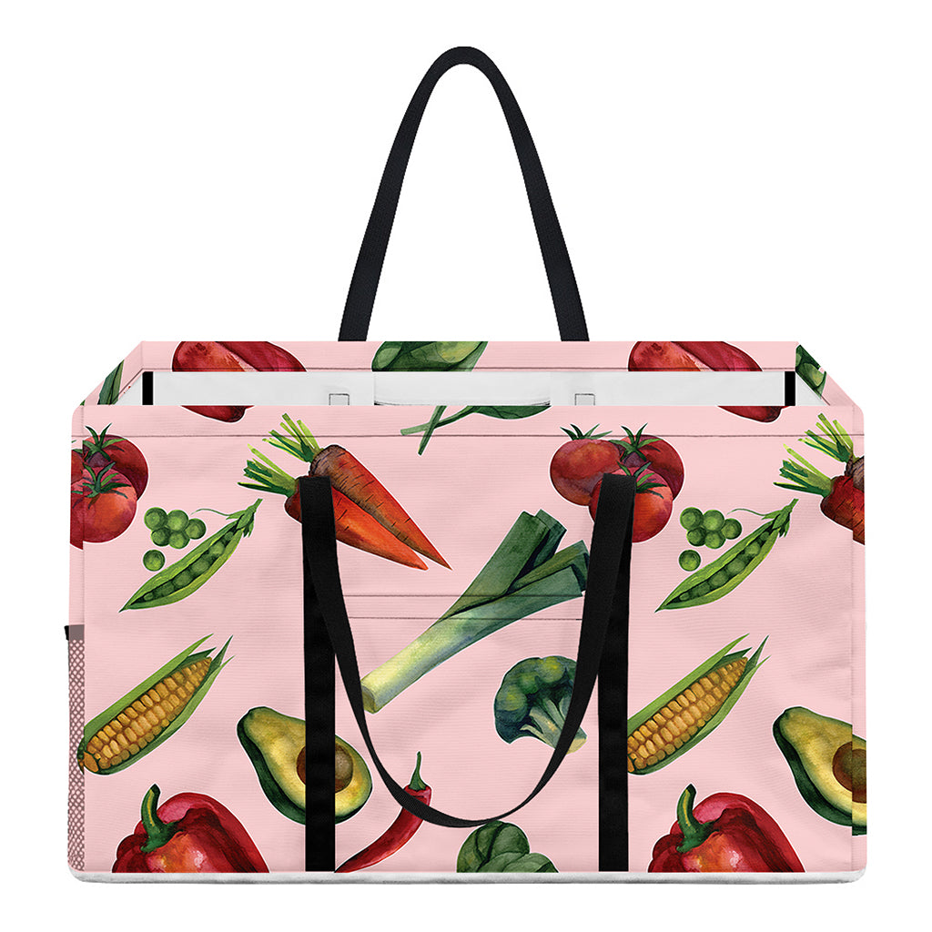 Watercolor Vegan Pattern Print Utility Tote Bag