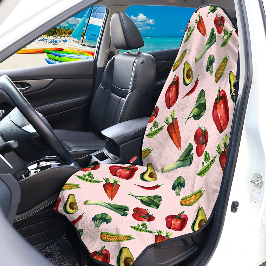 Watercolor Vegan Pattern Print Waterproof Car Seat Cover