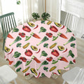Watercolor Vegan Pattern Print Waterproof Round Tablecloth