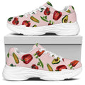 Watercolor Vegan Pattern Print White Chunky Shoes