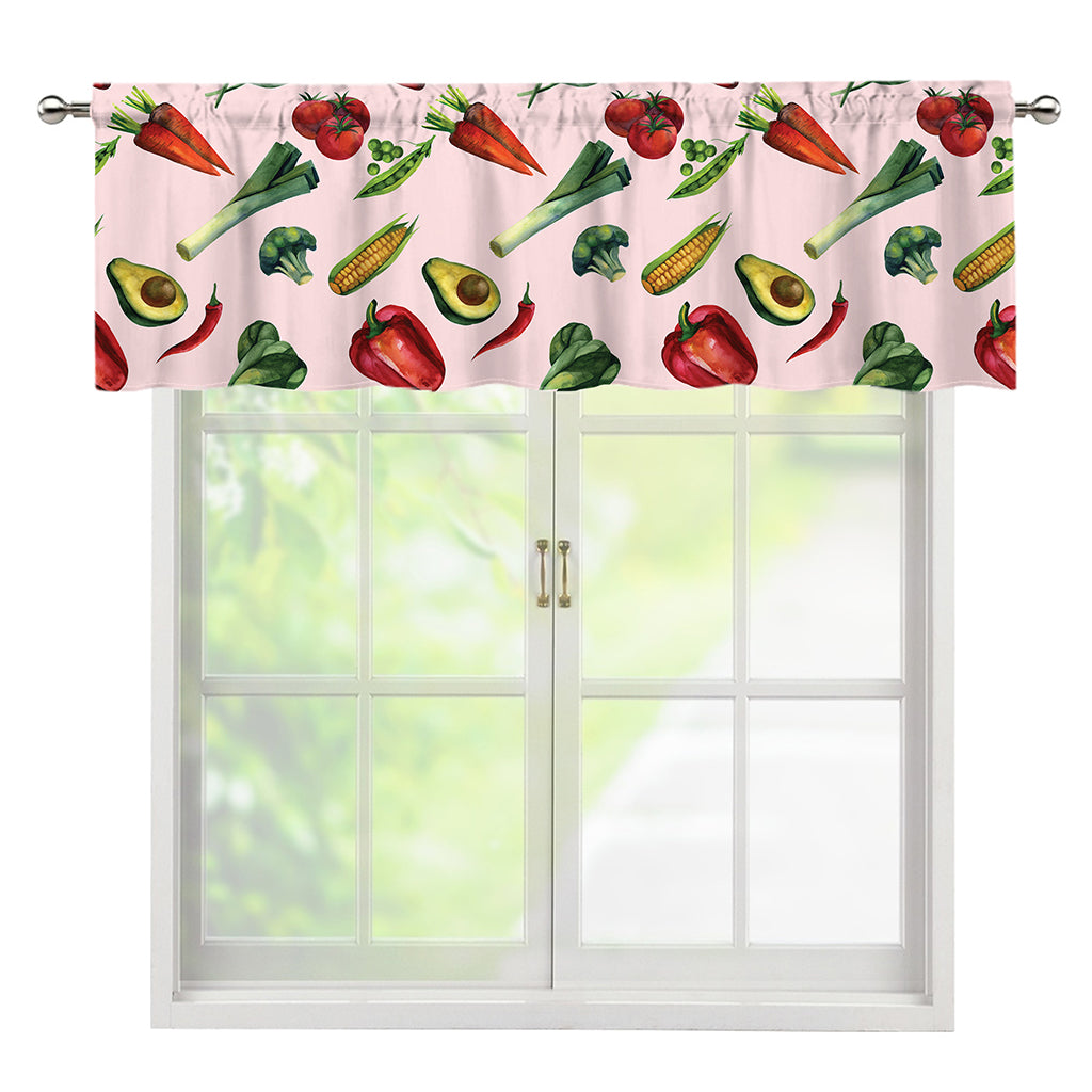 Watercolor Vegan Pattern Print Window Valance
