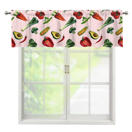 Watercolor Vegan Pattern Print Window Valance
