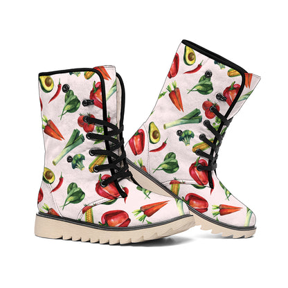 Watercolor Vegan Pattern Print Winter Boots