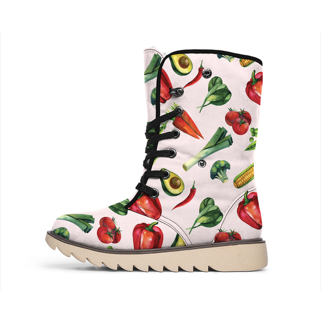 Watercolor Vegan Pattern Print Winter Boots