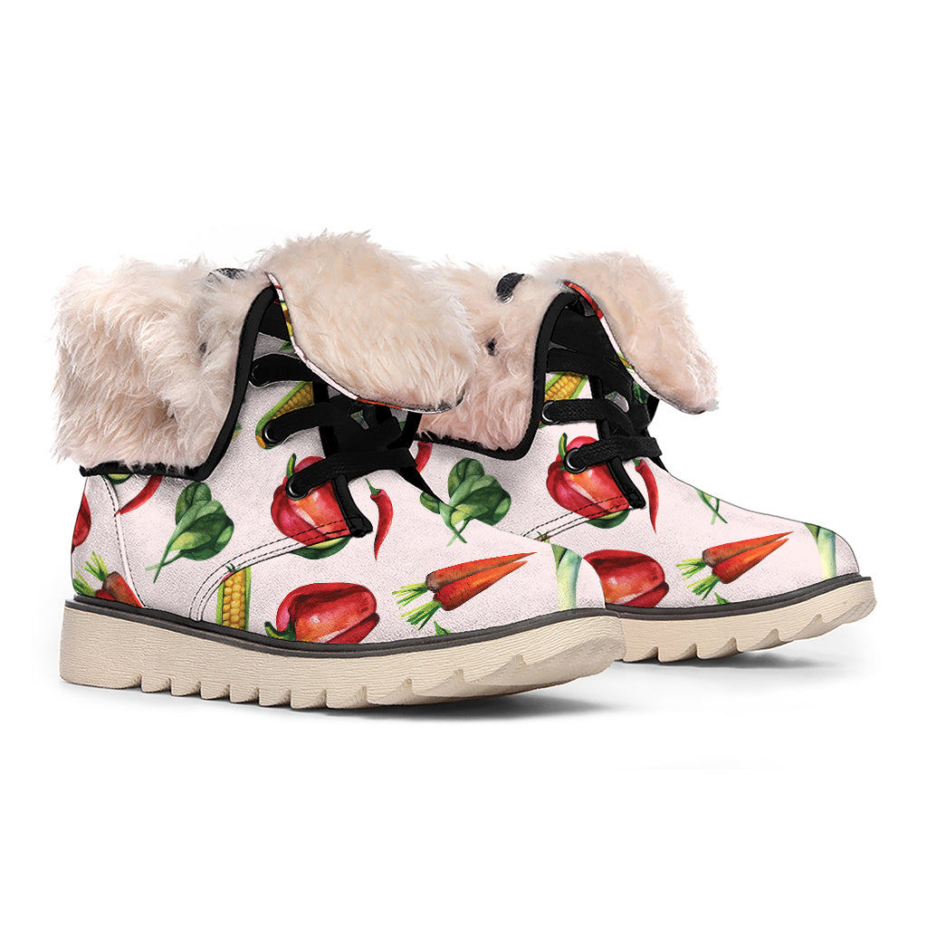 Watercolor Vegan Pattern Print Winter Boots