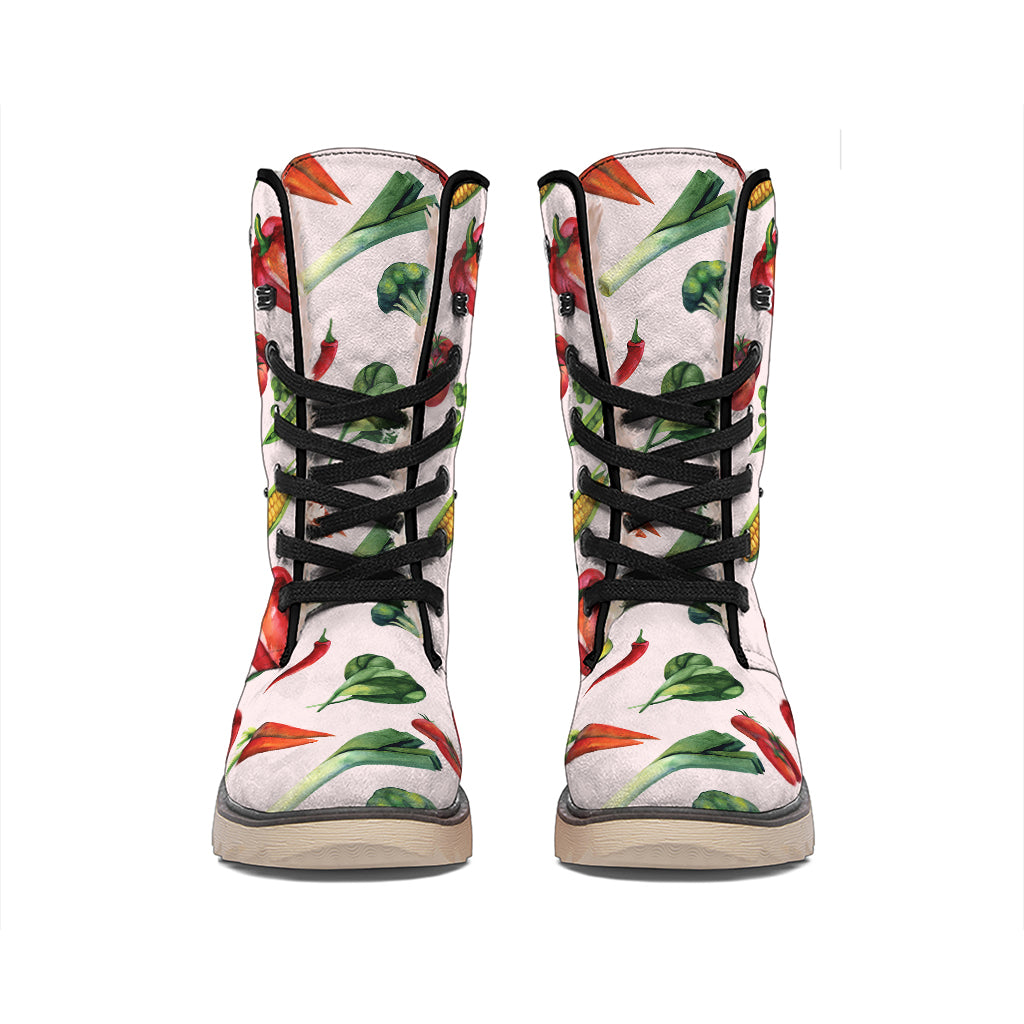 Watercolor Vegan Pattern Print Winter Boots