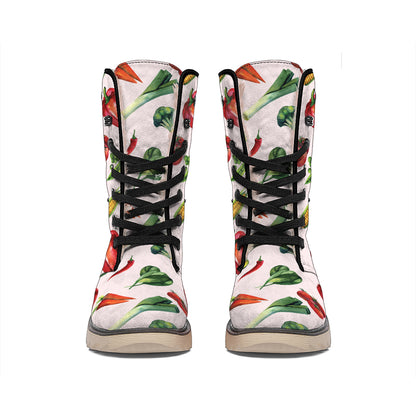 Watercolor Vegan Pattern Print Winter Boots