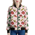 Watercolor Vegan Pattern Print Women's Bomber Jacket