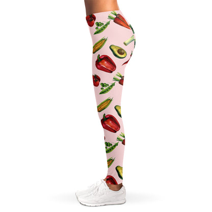 Watercolor Vegan Pattern Print Women's Leggings