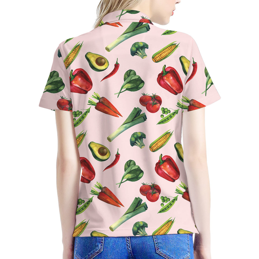 Watercolor Vegan Pattern Print Women's Polo Shirt