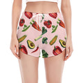 Watercolor Vegan Pattern Print Women's Split Running Shorts