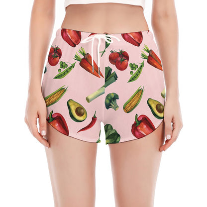 Watercolor Vegan Pattern Print Women's Split Running Shorts