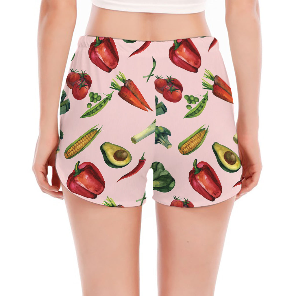 Watercolor Vegan Pattern Print Women's Split Running Shorts