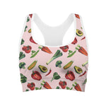 Watercolor Vegan Pattern Print Women's Sports Bra