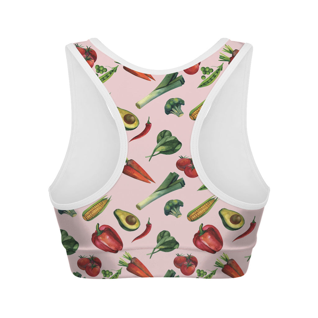 Watercolor Vegan Pattern Print Women's Sports Bra