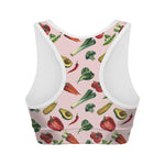 Watercolor Vegan Pattern Print Women's Sports Bra