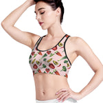 Watercolor Vegan Pattern Print Women's Sports Bra