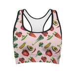 Watercolor Vegan Pattern Print Women's Sports Bra