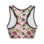 Watercolor Vegan Pattern Print Women's Sports Bra