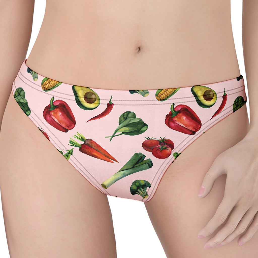 Watercolor Vegan Pattern Print Women's Thong