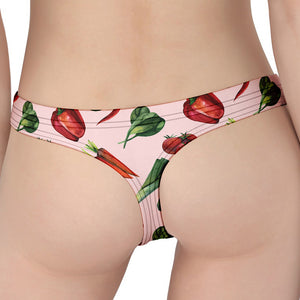 Watercolor Vegan Pattern Print Women's Thong